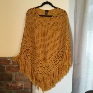 Gorgeous Boho Mustard Yellow Poncho Cape